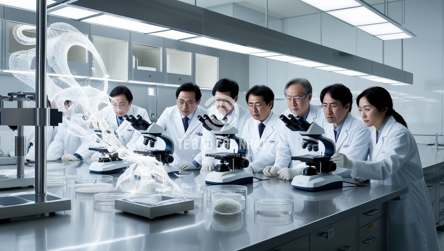 Đội ngũ nghiên cứu tế bào gốc vip trong phòng lab